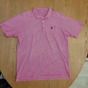 B Draddy Golf Polo Shirt Short Sleeve Country Club Striped Mens XL Red White